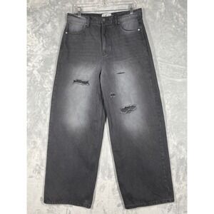 Relaxed Fit Distressed Men's Jeans - Gray Wash
